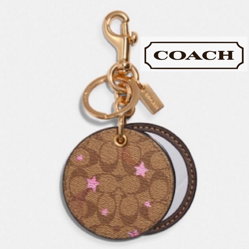 Coach Mirror Bag Charm In Signature Canvas With Disco Star Print